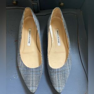 Manolo Blahnik plaid flats